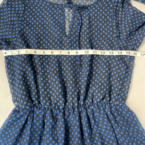 Mudd Long Sleeve Floral Blue and Black Dress. - Picture 10 of 12